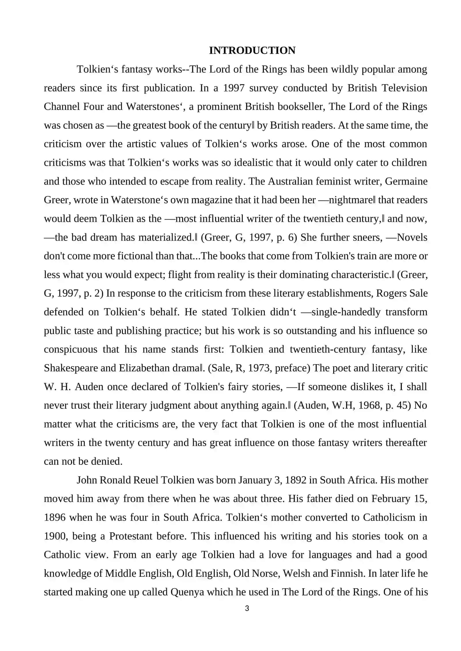 Tolkien's fantasy world in "The lord of the rings" 3