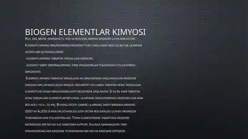 Biogen elementlar kimyosi 3