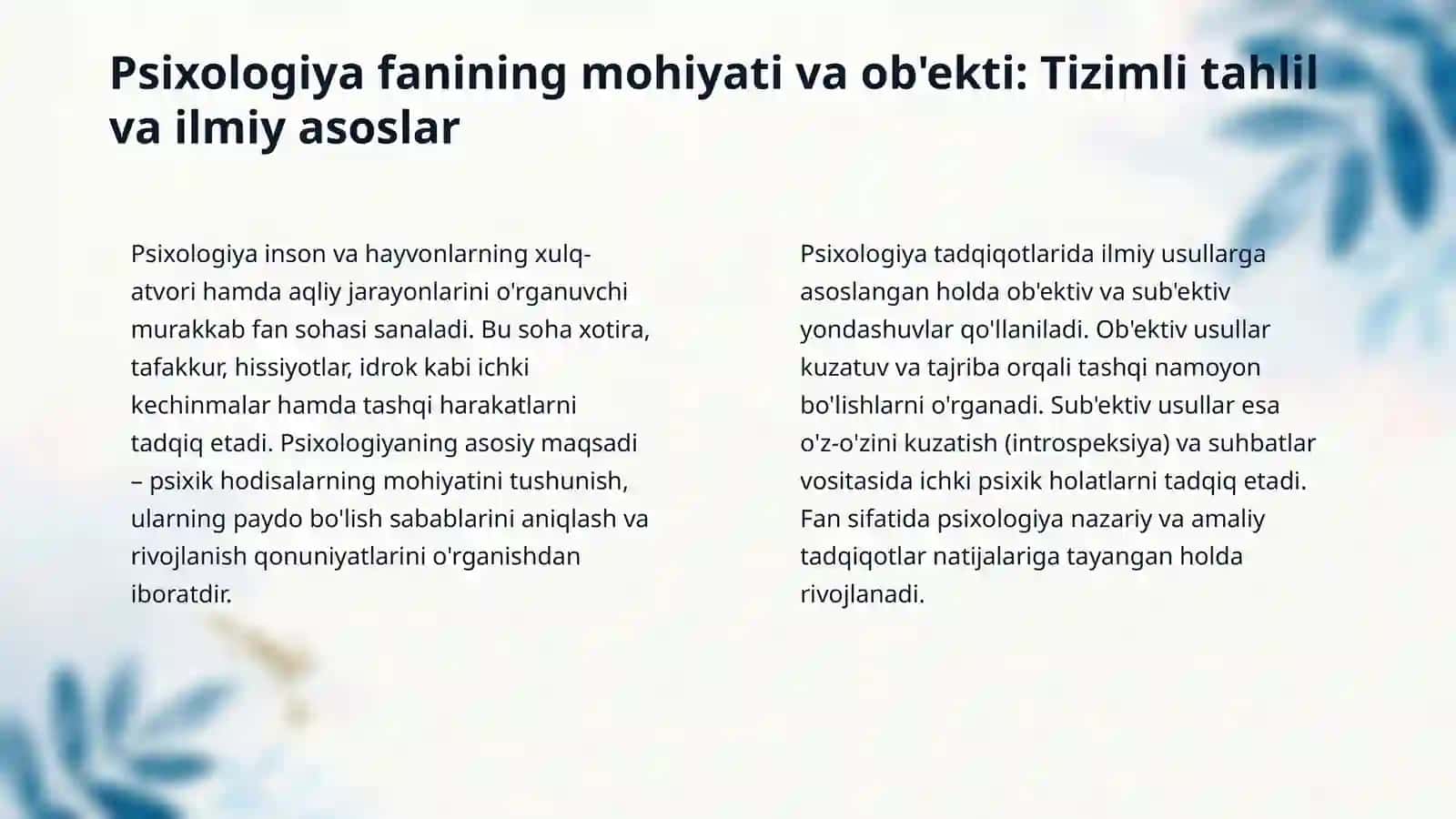 Psixologiya asoslari faniga kirish 3