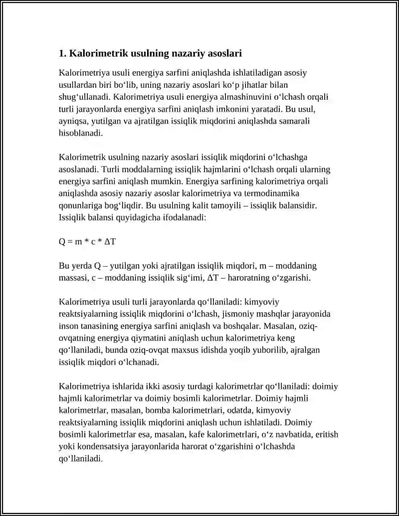 ENERGIYA SARFINI ANIQLASH USULLARI KALORIMETRIYA USULI 3