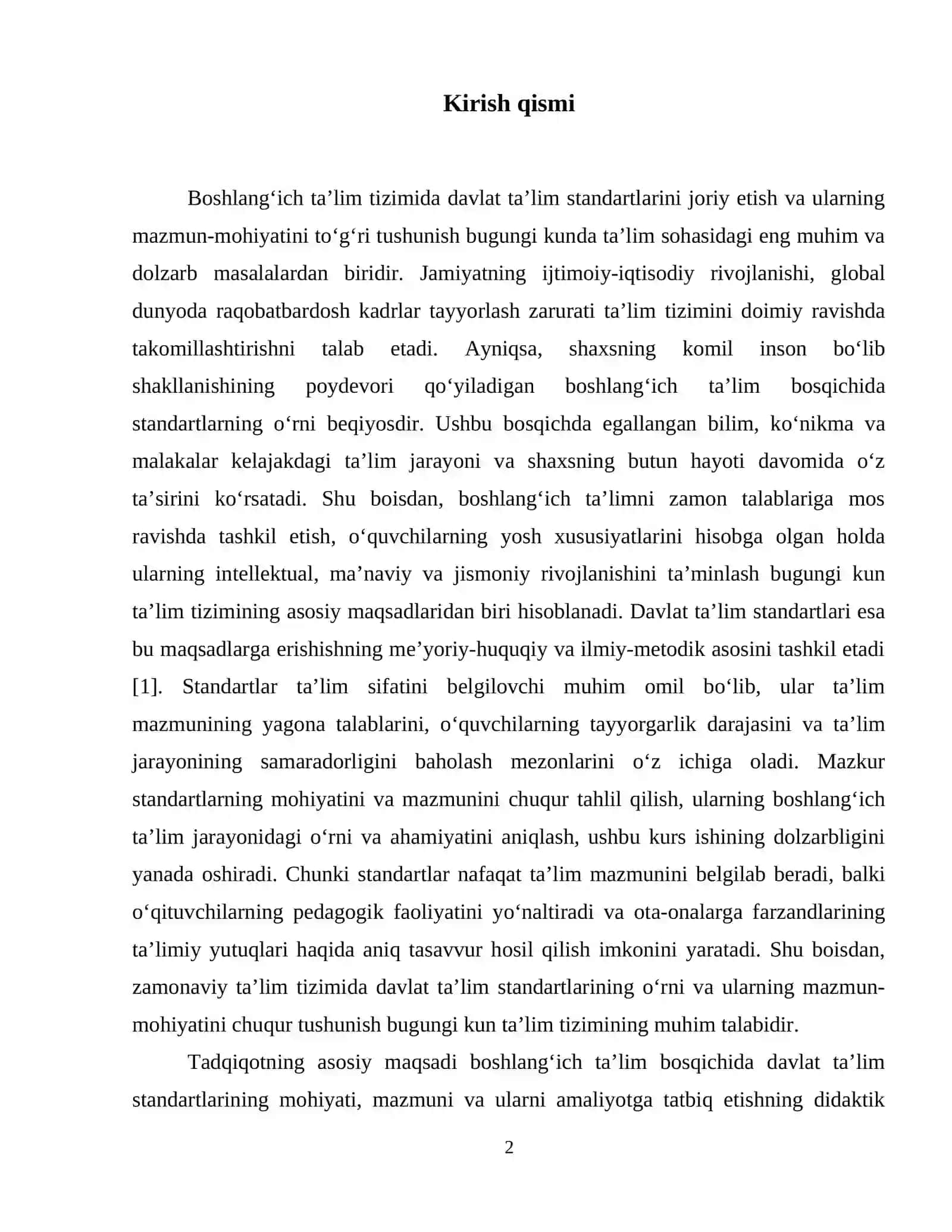 DAVLAT TA’LIM STANDARTLARI (BOSHLANG‘ICH TA’LIM) NING MOHIYATI VA MAZMUNI 3