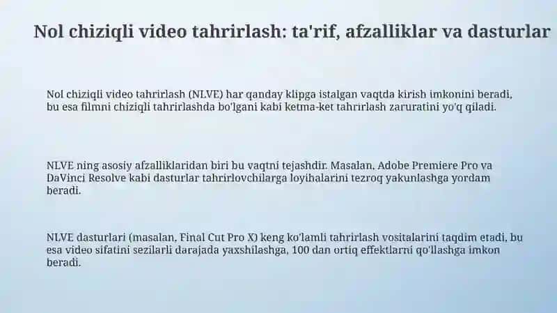 Nol chiziqli video tahrirlash 3