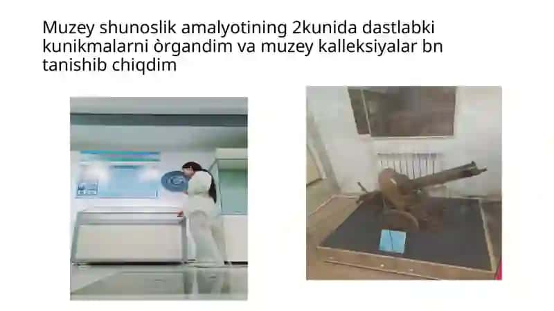 Turdiboyeva Muxlisaning Muzeyshunoslik amalyotidan tayyorlagan taqdimoti 3