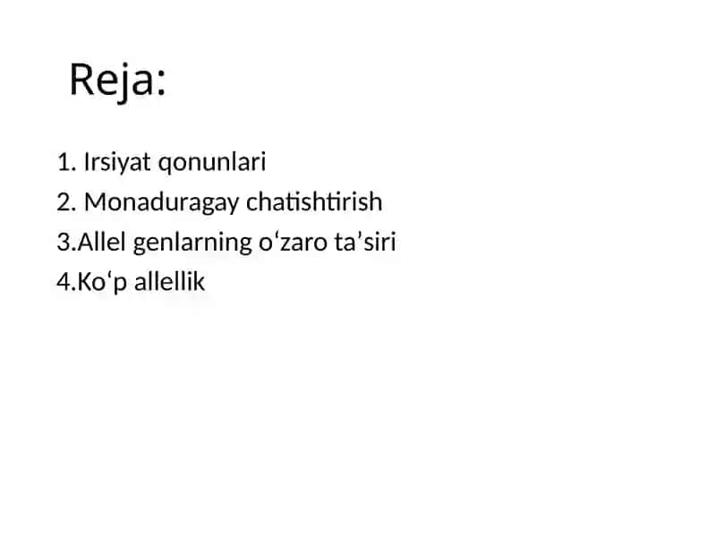 Monaduragay chatishtirish. Allel genlarning oʻzarotaʼsiri, koʻpallellik 3