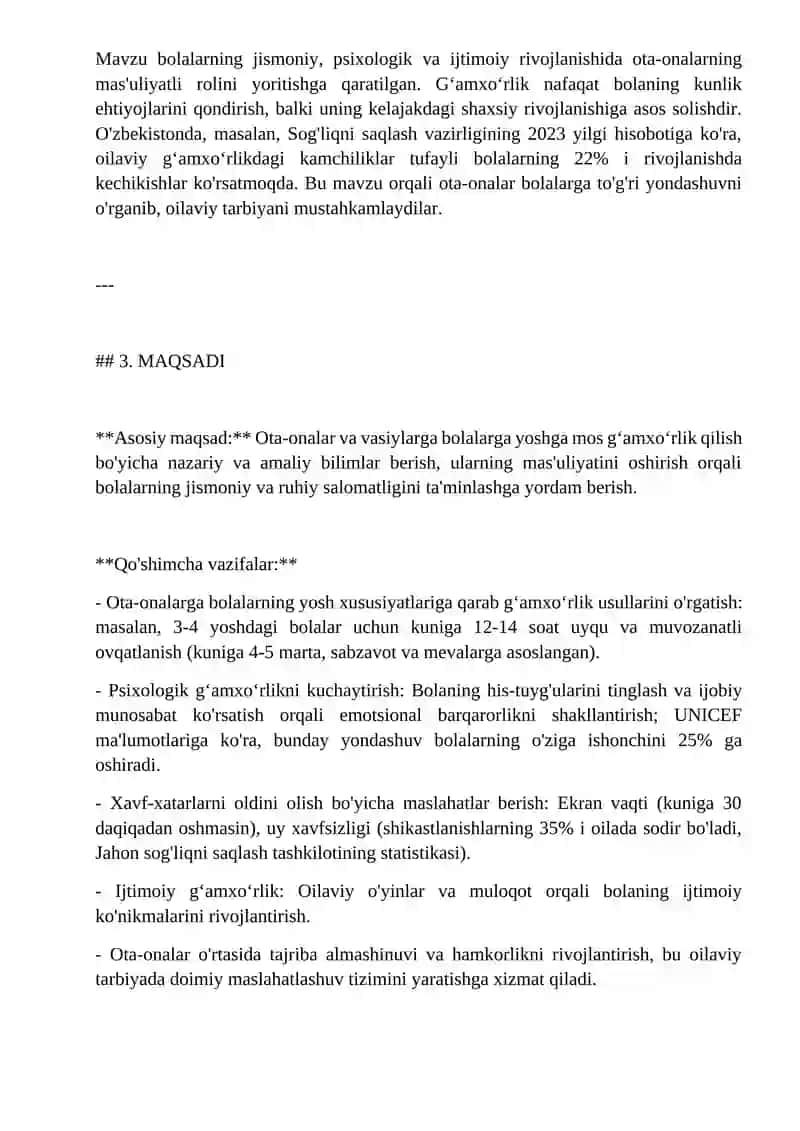 Ota-onalar va vasiylar tomonidan bolalarga gʻamxoʻ 3