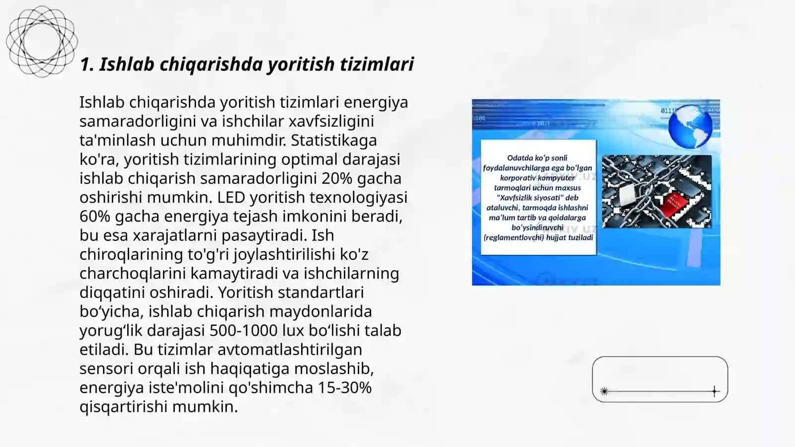Ishlab chiqarishda yoritish va uning mehnat sharoiti xavfsizligiga ta'siri 3