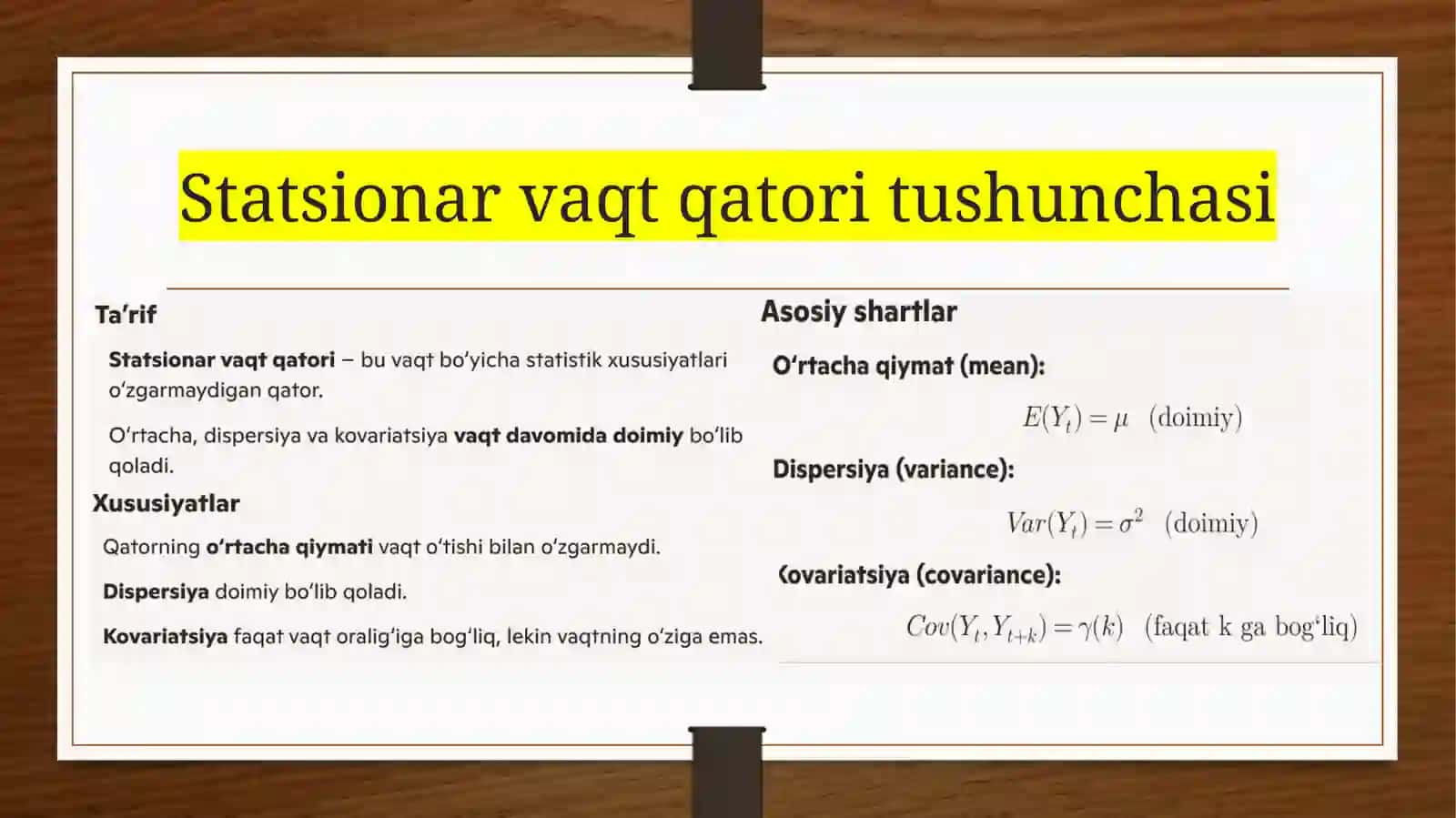 Statsionar va statsionar bo'lmagan vaqt qatorlarining tushunchasi 3