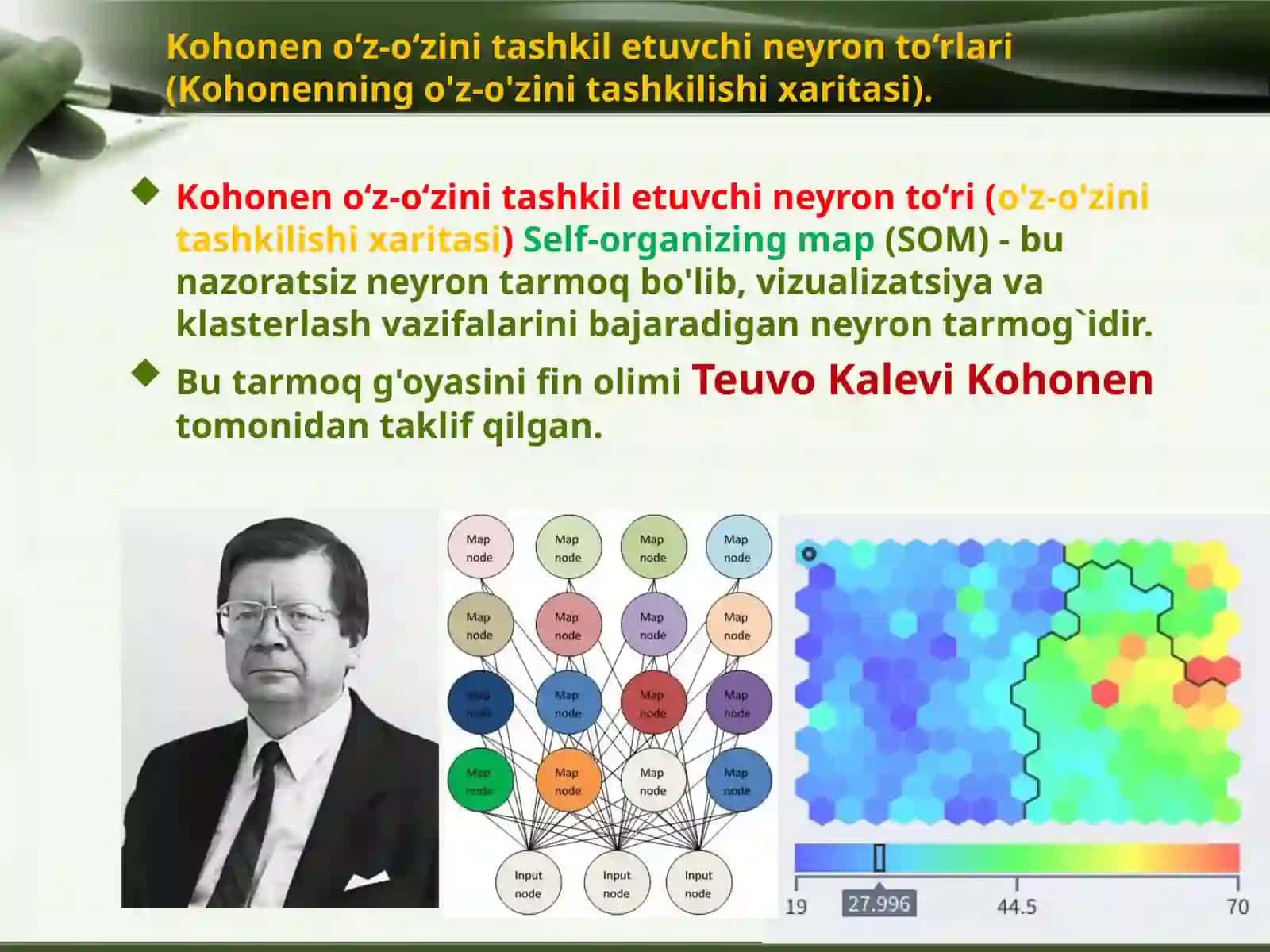 Kohonen o‘z-o‘zini tashkil etuvchi neyron to‘rlari 3