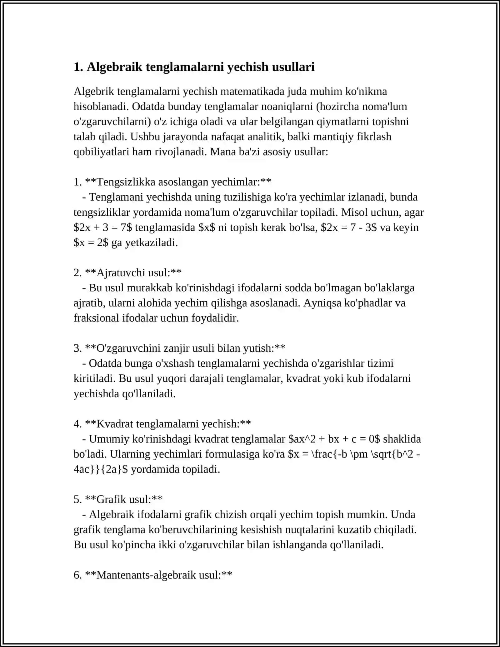 TENGLAMALAR SISTEMASINI YECHISHNING TURLI USULLARI 3