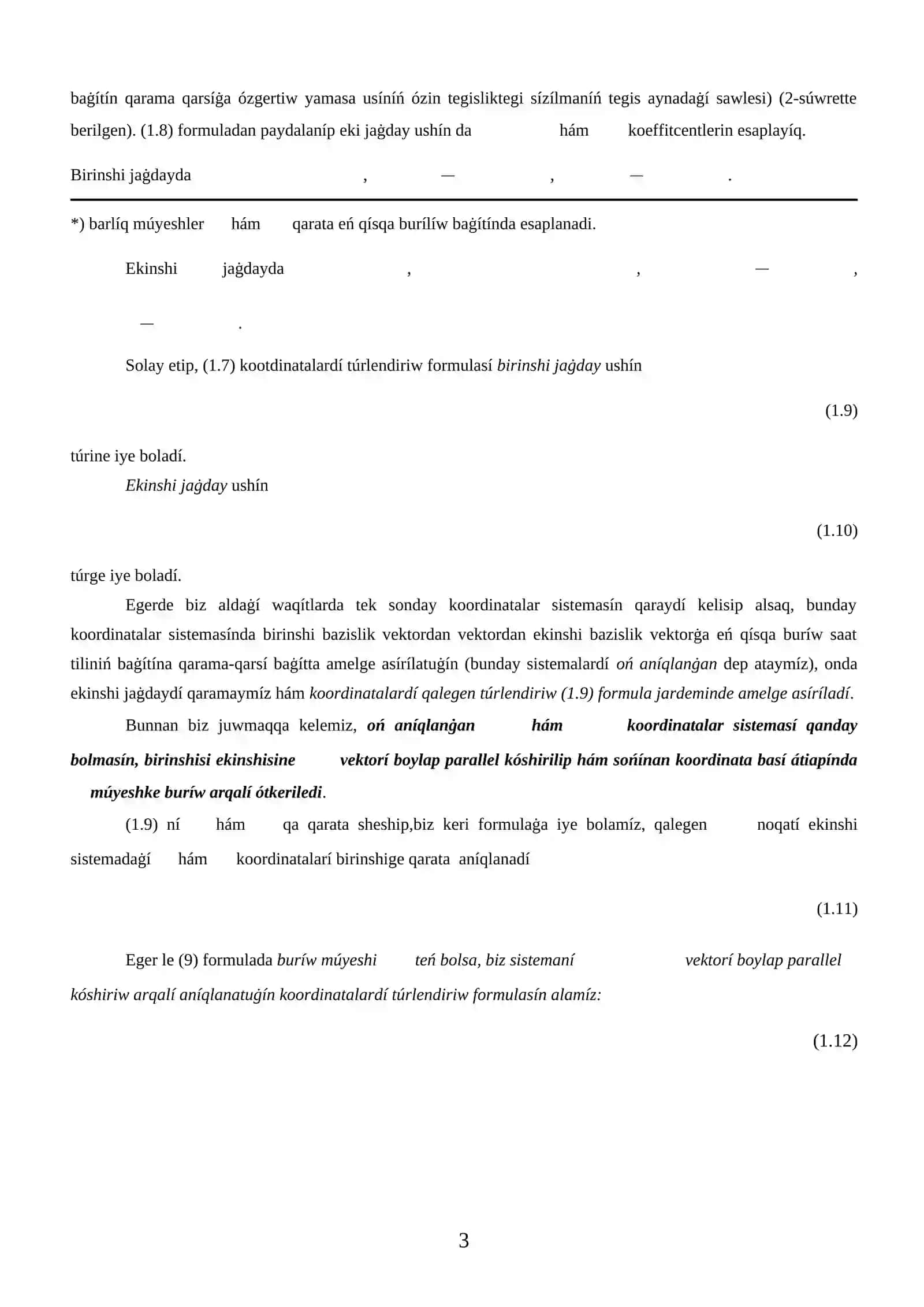 VI-BAP. KOORDINATALARDÍ TÚRLENDIRIW 3