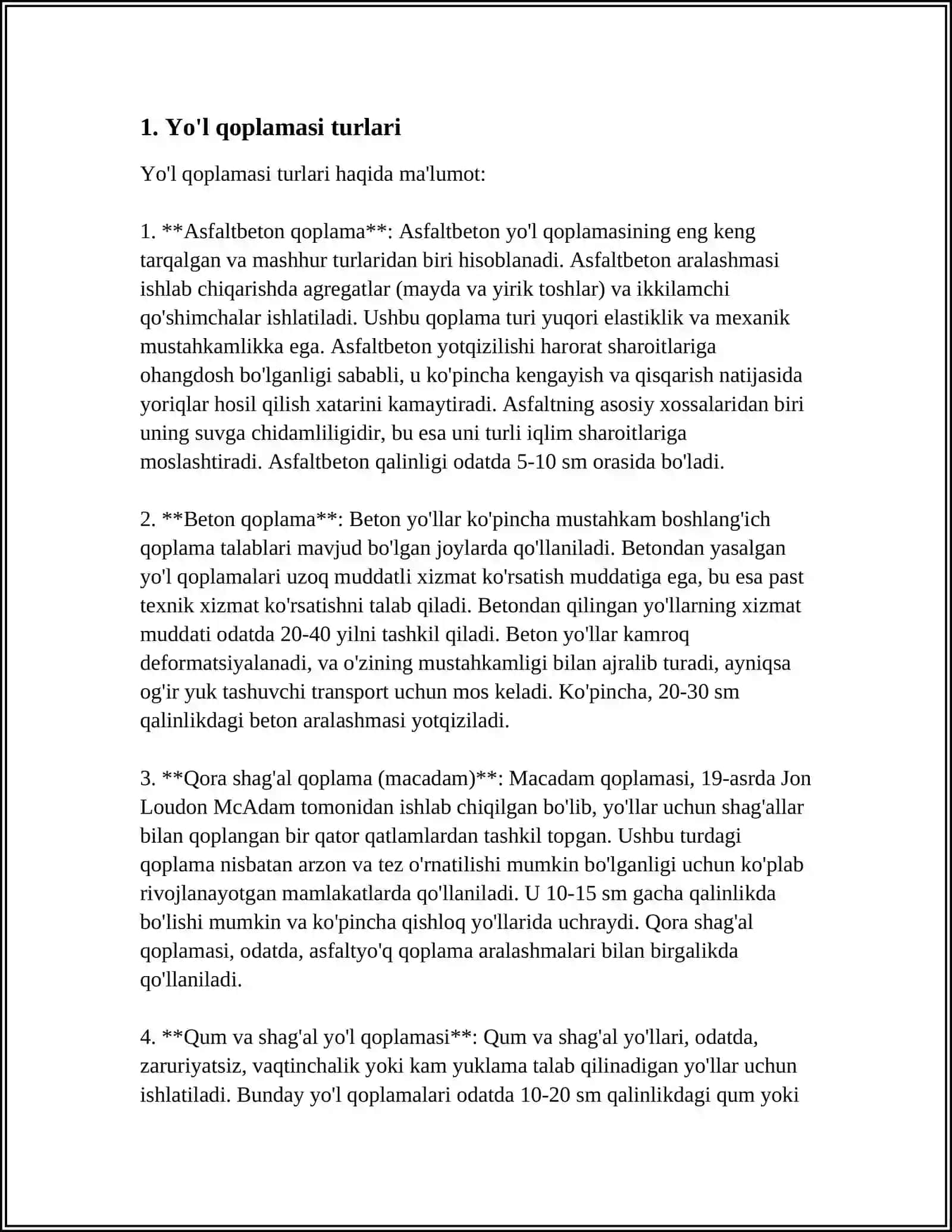 AVTOMOBIL YOʻLLARINING INFRATUZILMA ELEMENTLARI 3