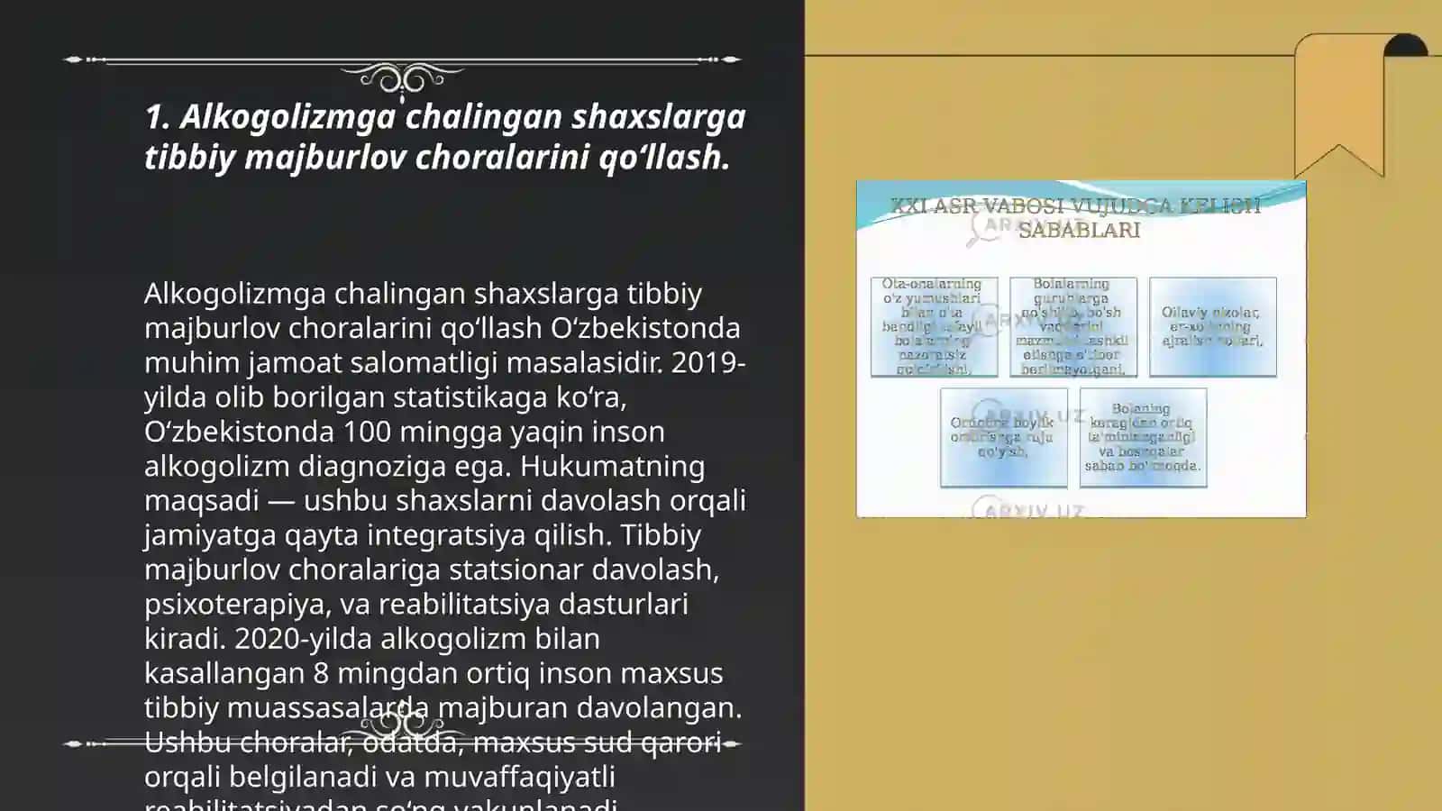 Alkogolizm, giyovandlik, toksikomaniya bilan kasallangan shaxslarga nisbatan tibbiy yo‘sindagi majburlov choralarni tayinlash, bunday choralarni uzaytirish, o‘zgartirish va bekor qilish 3