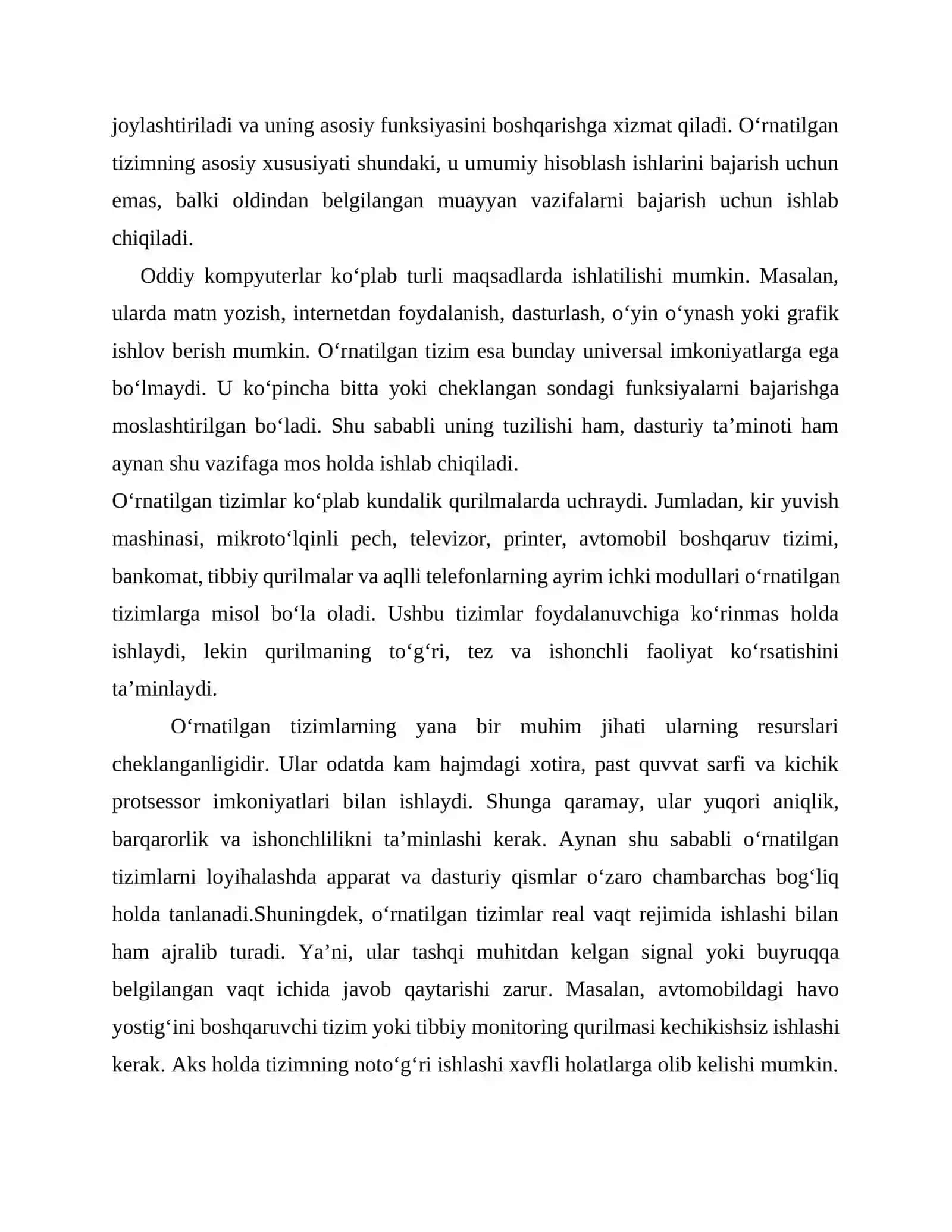 O'tkazilgan tisimlarida islatiladigan operatsiya tisimlar, architects, avzalliklari va kamchiligi 3