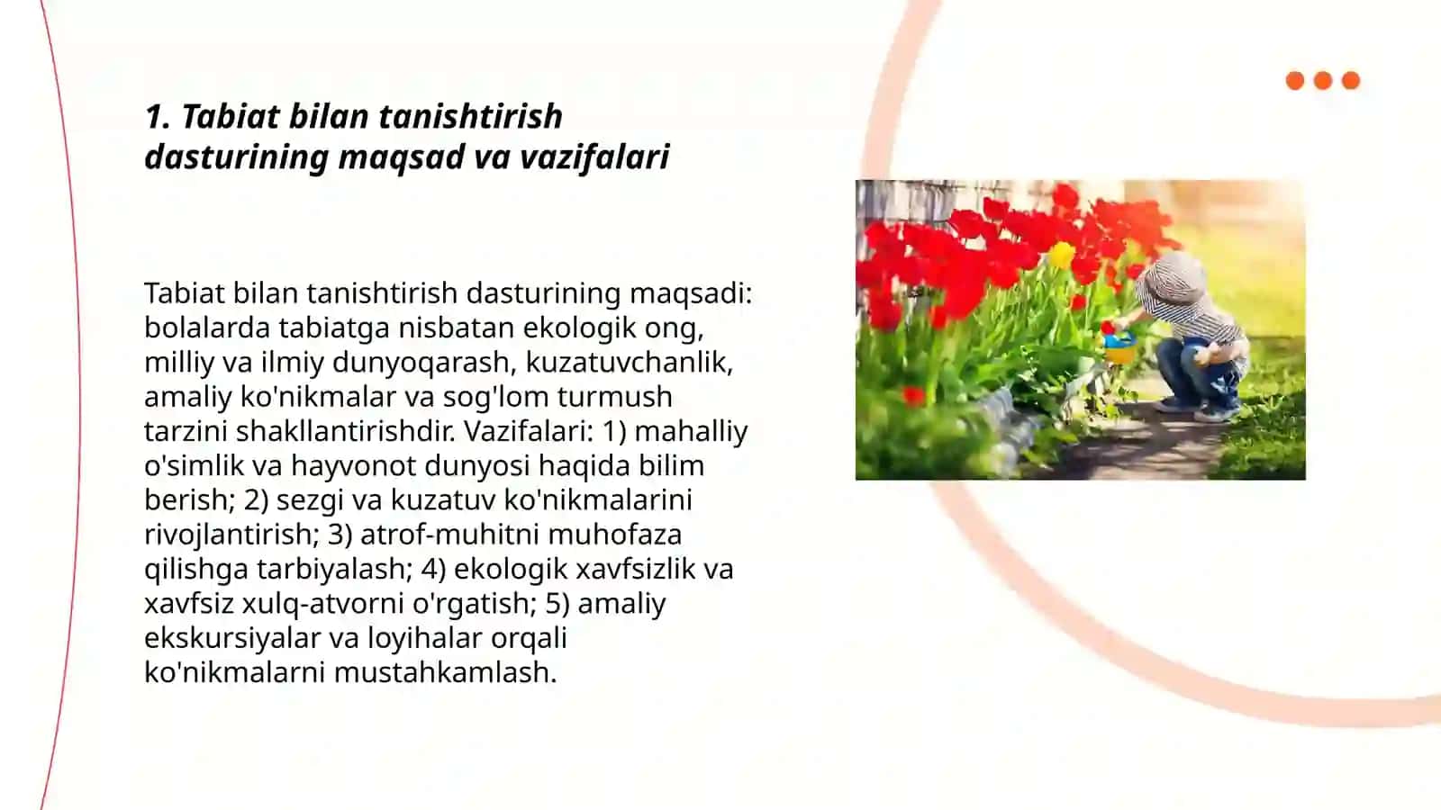 Tabiat bilan tanishtirishda dastur mazmuni,tabiat bilan tanishtirish muammolari 3