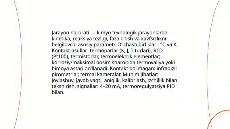 Kimyo texnologik jarayonlarning asosiy parametrlarini aniqlash 3