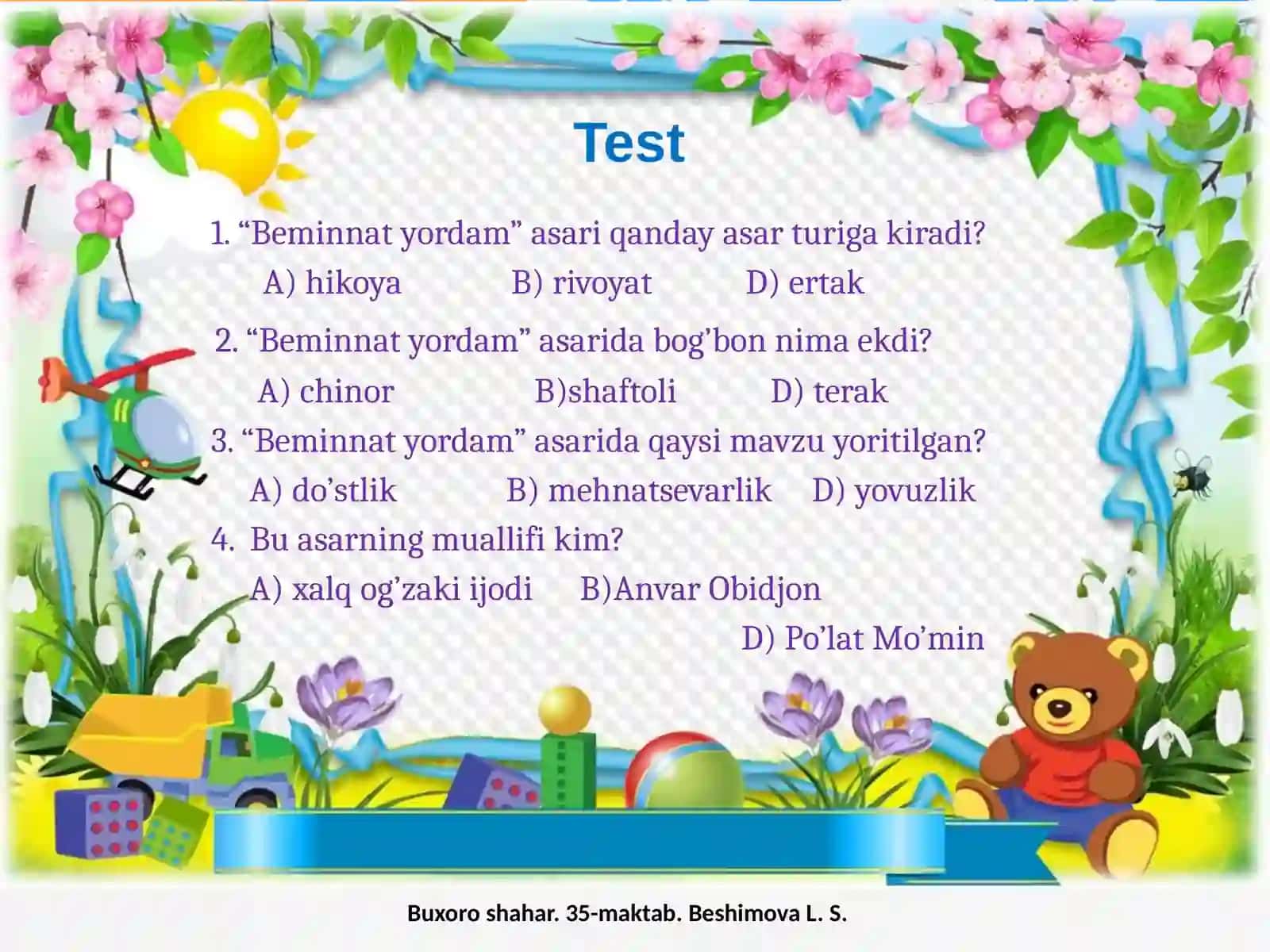 3-sinf O'qish fanidan Navro'z keldi she'ri dars taqdimot 3