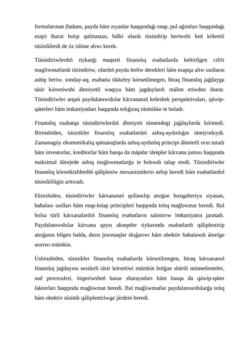 Finansliq esabatqa túsindirmeler hám esap-kitaplar 3