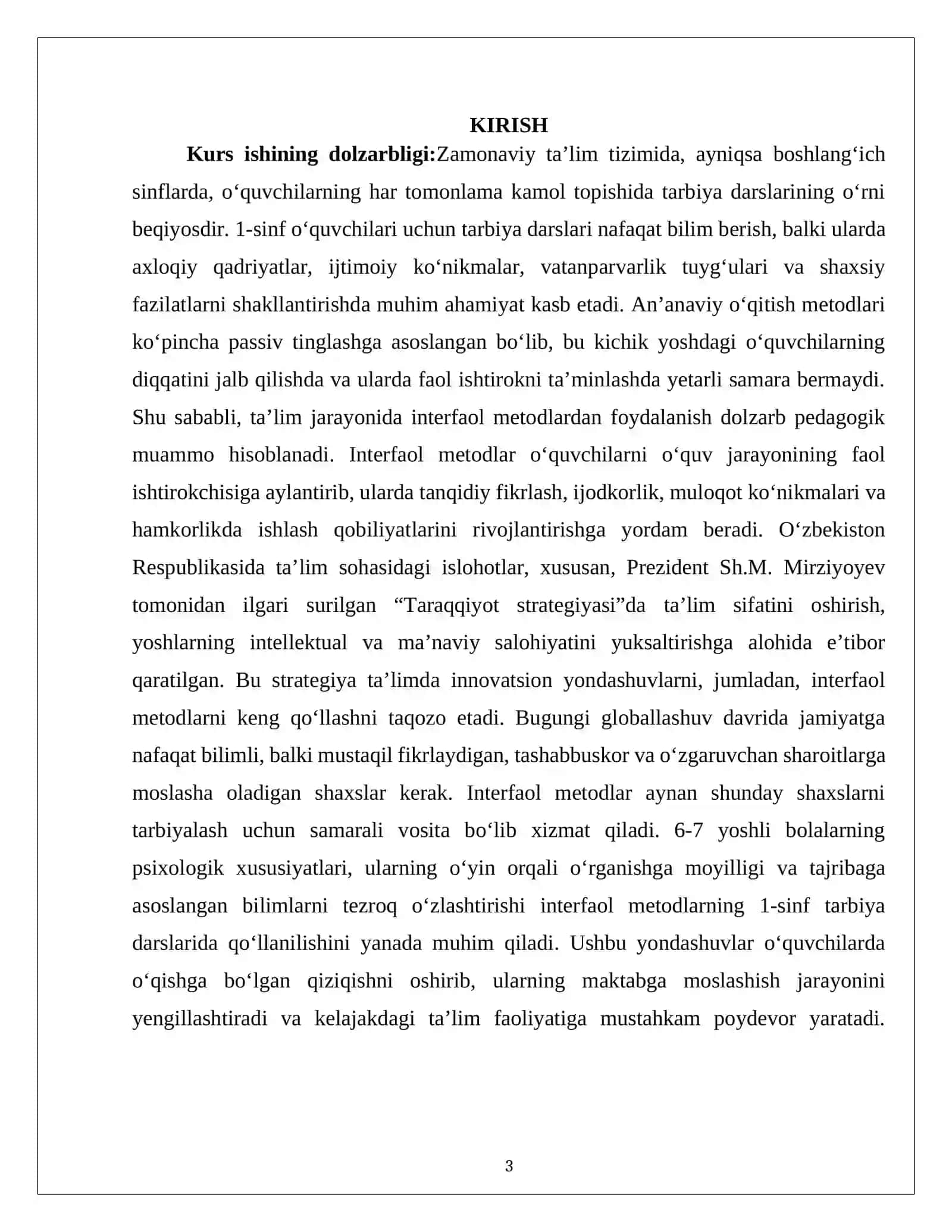 1-sinf tarbiya darslarini tashkil etishda interfaol metodlardan foydalanish 3