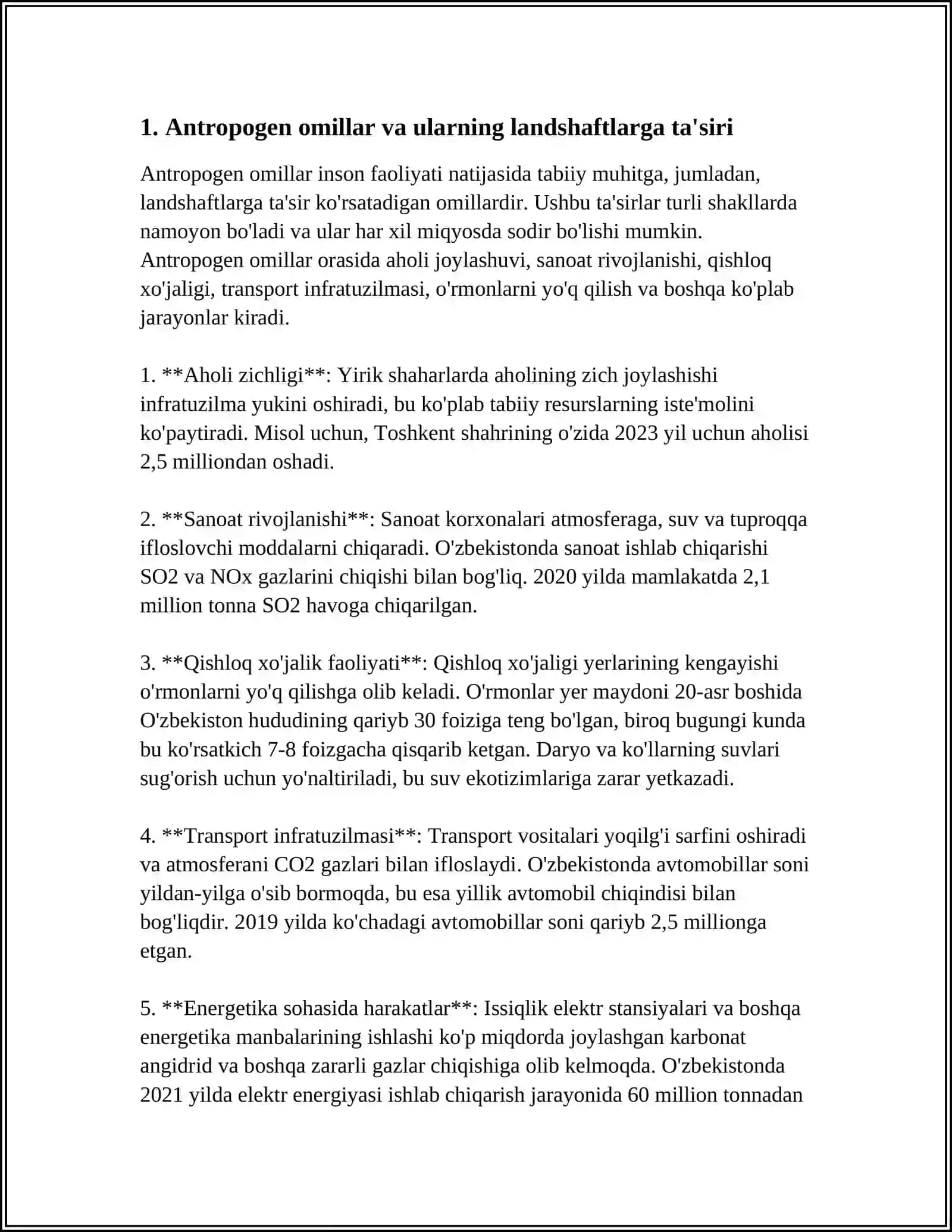 O'zbekistonda Landshaftlarning Antropogen O'zgarishi va Tirik Organizmlarga Tasiri 3