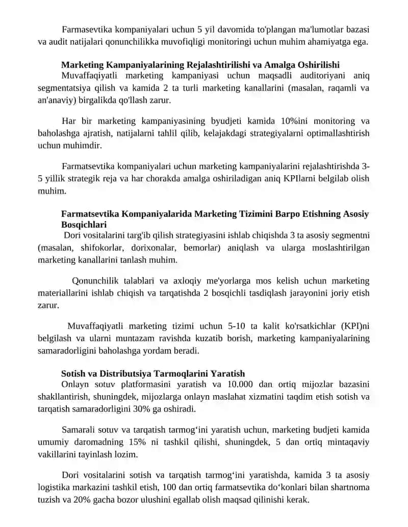 Farmasevtik korxonalarida marketing tizimini tashkil etish 3