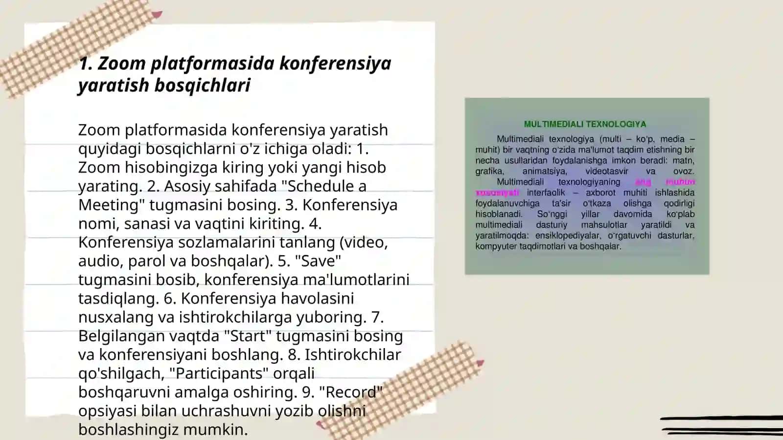 Zoom platformasida konferensiya yaratish va unga foydalanuvchilarni ulash va boshqarish 3