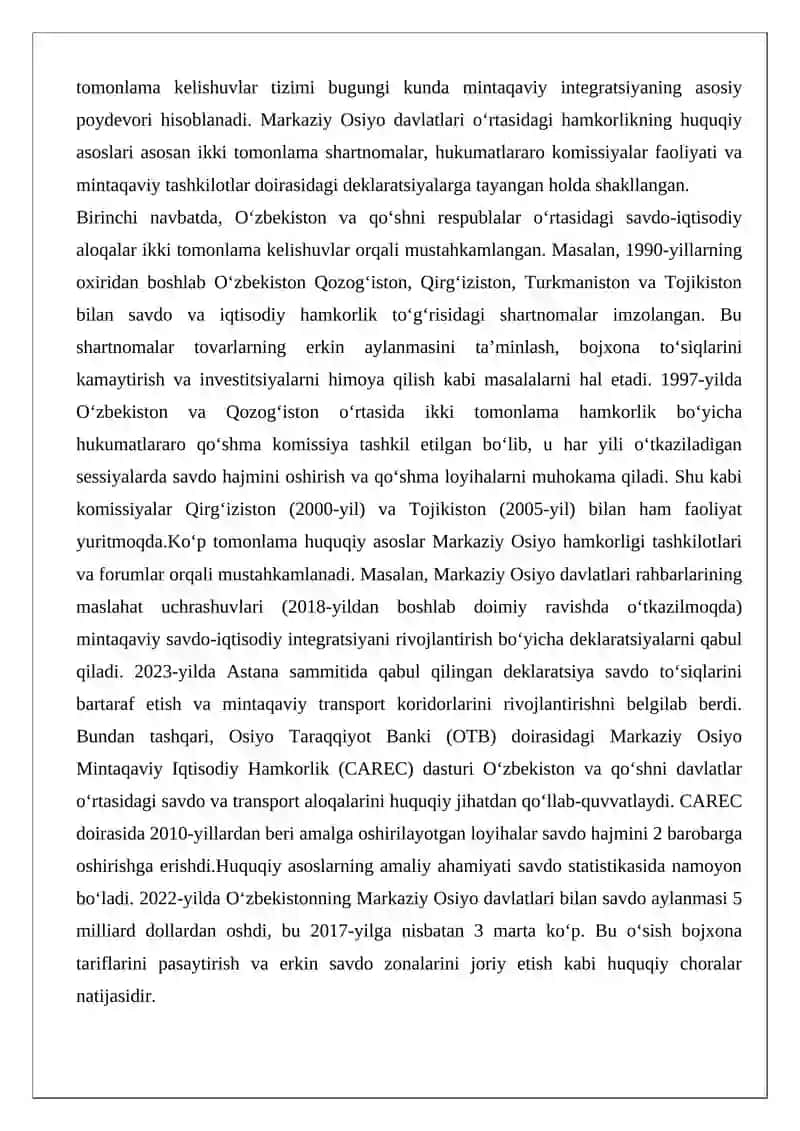 O‘zbekiston Respublikasining qo‘shni resublikalar bilan iqtisodiy va siyosiy munosabatlari 3