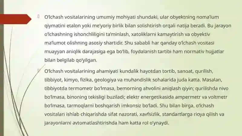 O‘lchash vositalarining turlari va sinflanishi 3