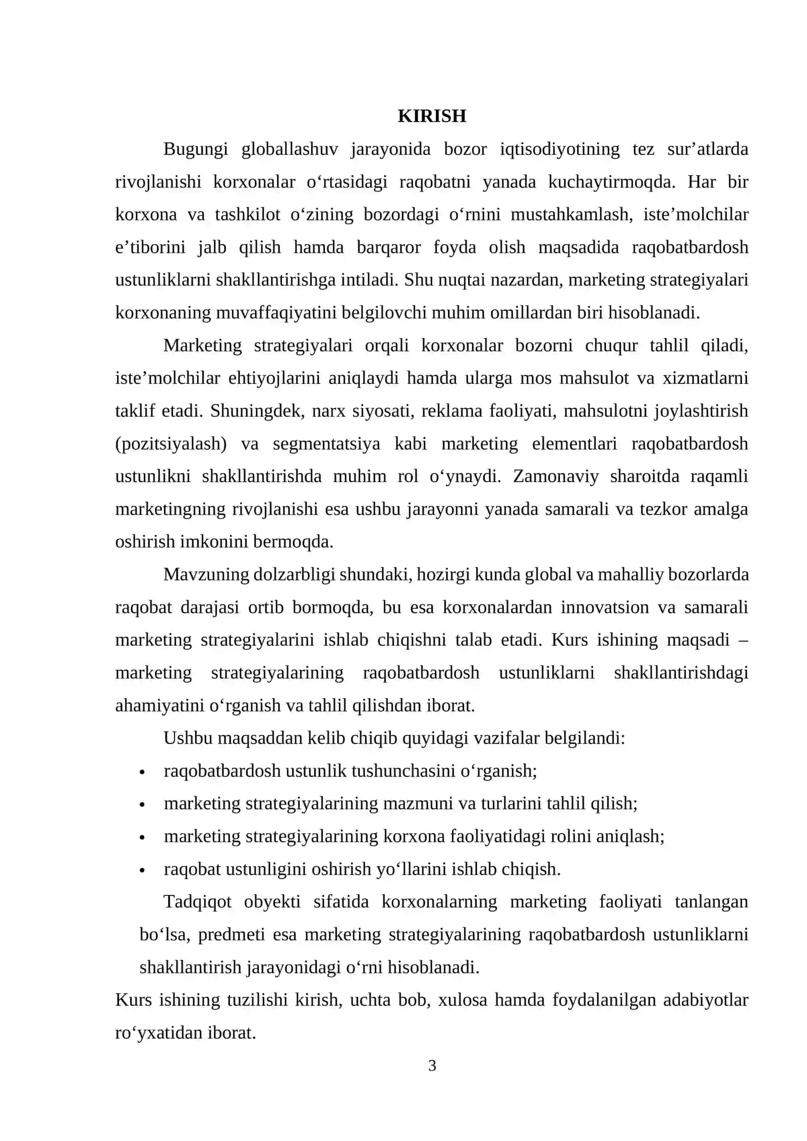 Raqobatbardosh ustunliklarni shakllantirishda marketing strategiyalarining ahamiyati 3