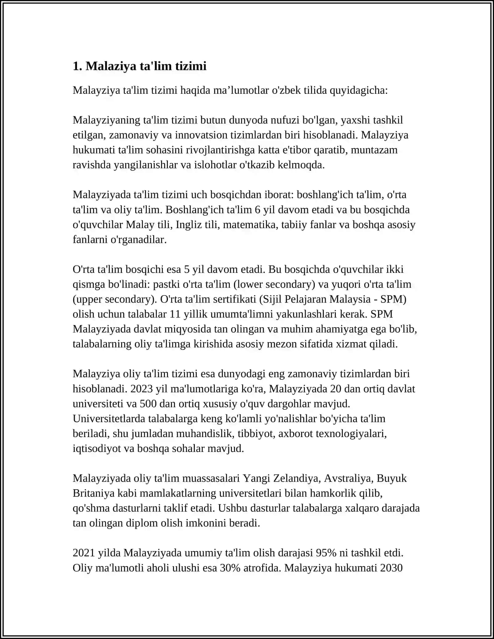 MALAYZIYA TALIMI 3