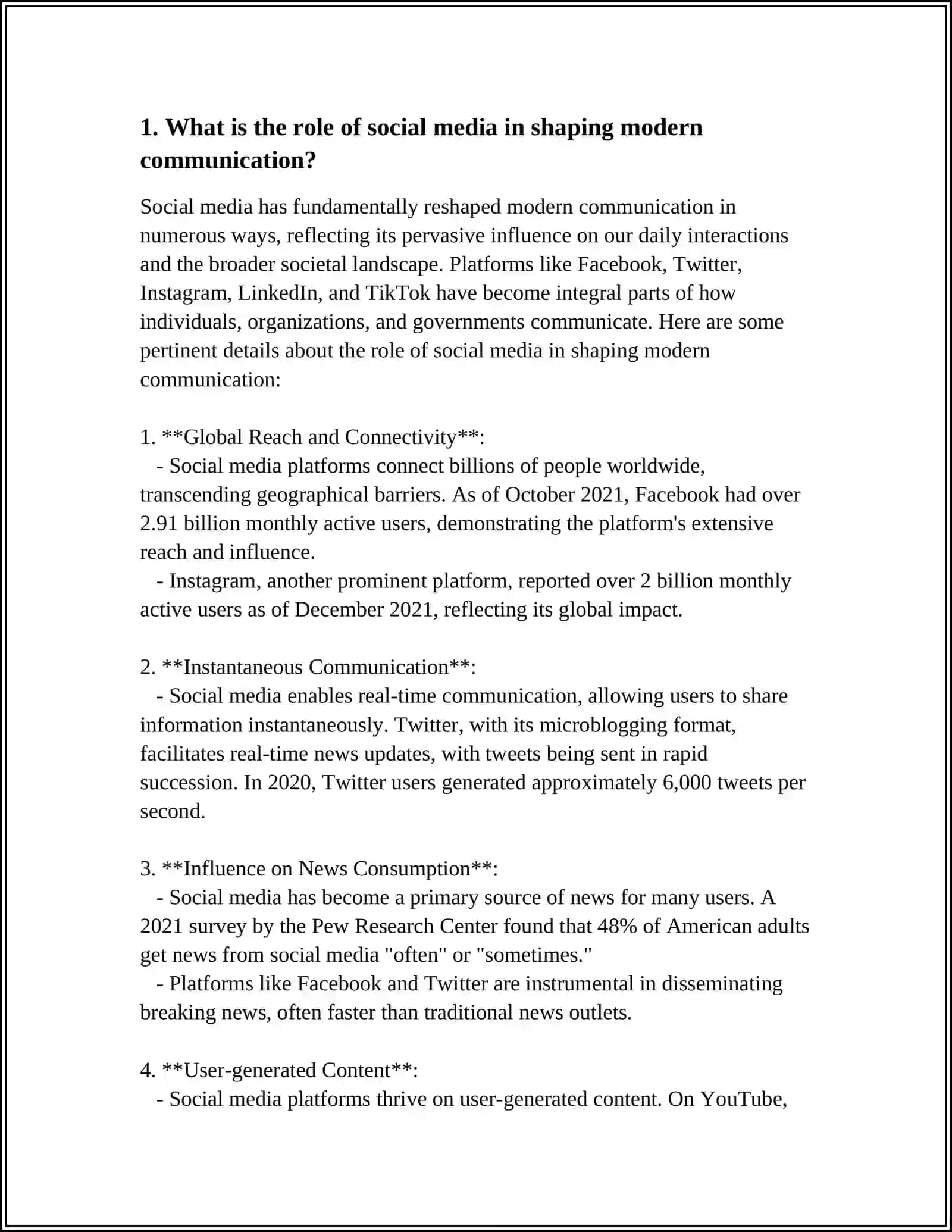 ARTICLE ON THE IMPACT OF SOCIAL MEDIA ON SOCIETY WITH MATCHING HEADINGS QUESTIONS 3