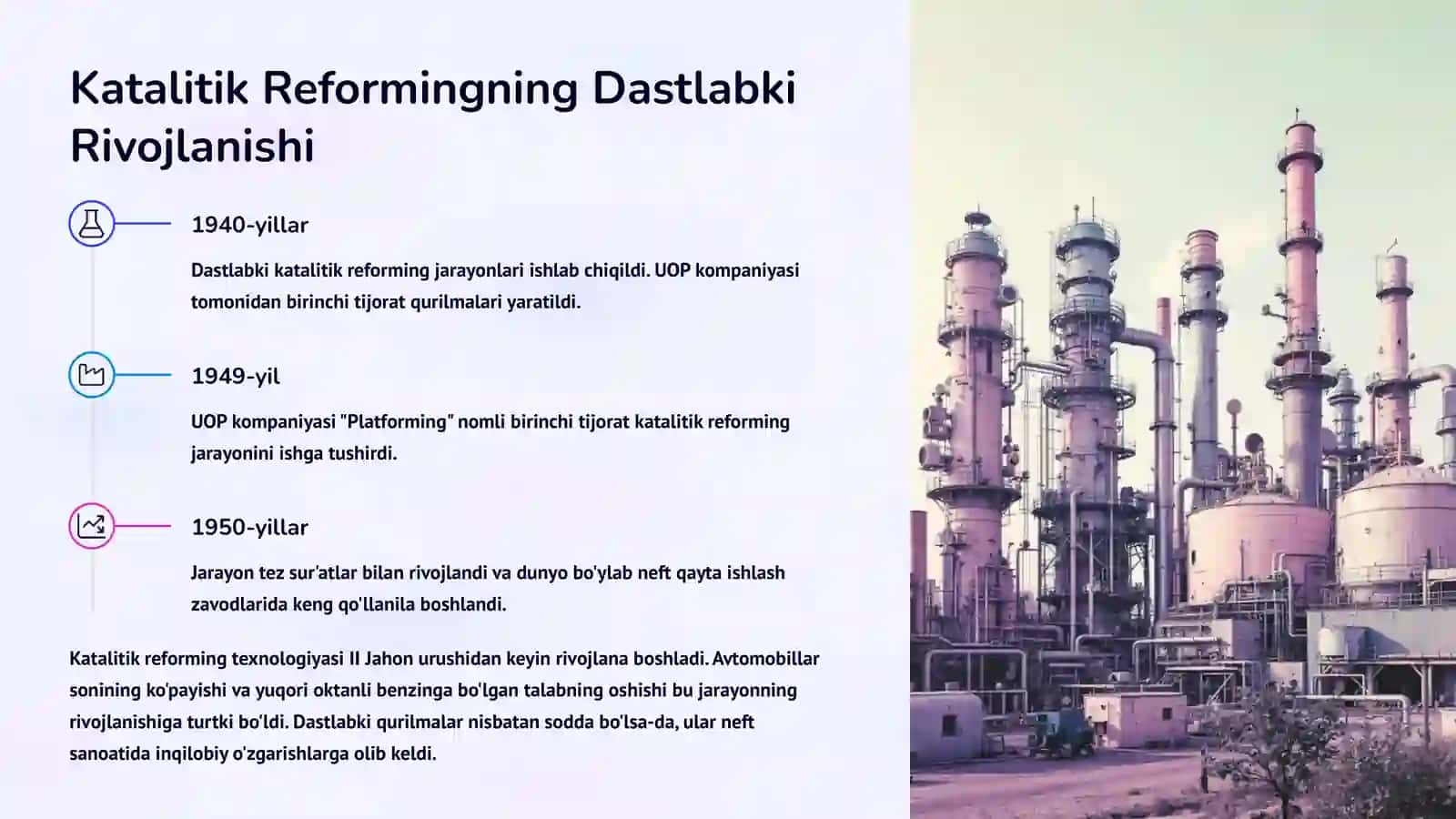 Katalitik Reforming Jarayoni va Rivojlanish Tarixi 3
