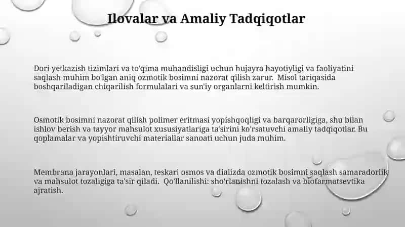 Polimer eritmalarning osmotik bosimini saqlash 3