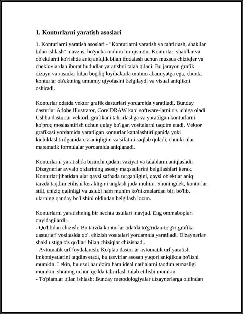 Konturlarni yaratish va tahrirlash 3