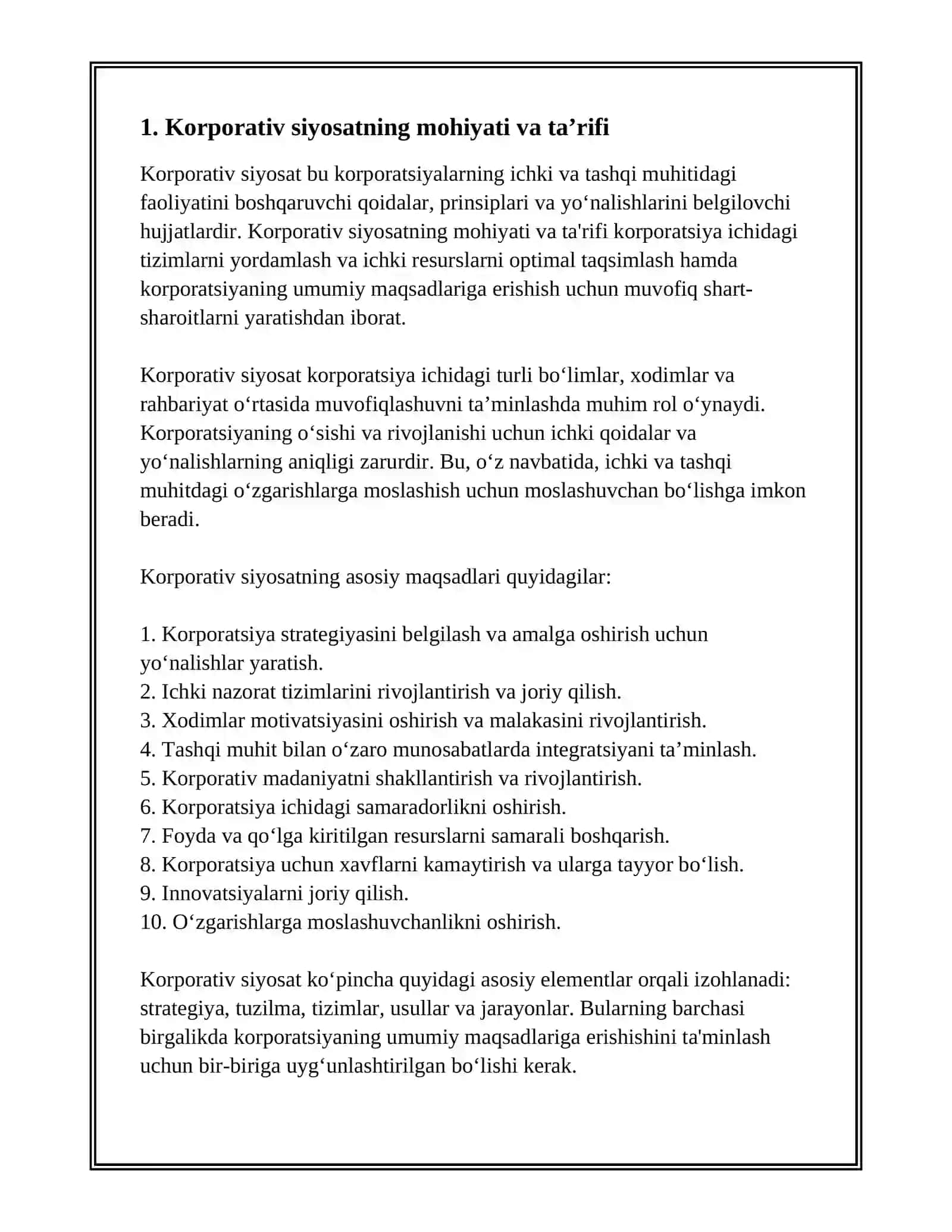 Korporativ Siyosat 3