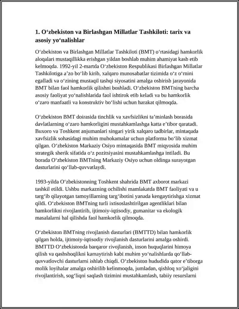 O‘ZBEKISTONNING XALQARO TASHKILOTLAR BILAN HAMKORLIK ALOQALARI 3