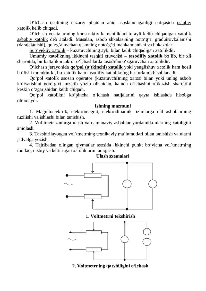 O`LCHASH VOSITALARINING XATOLIKLARINI ANIQLASH 3