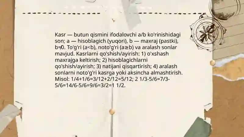 Kasirlarni qõshish va ayirish 3
