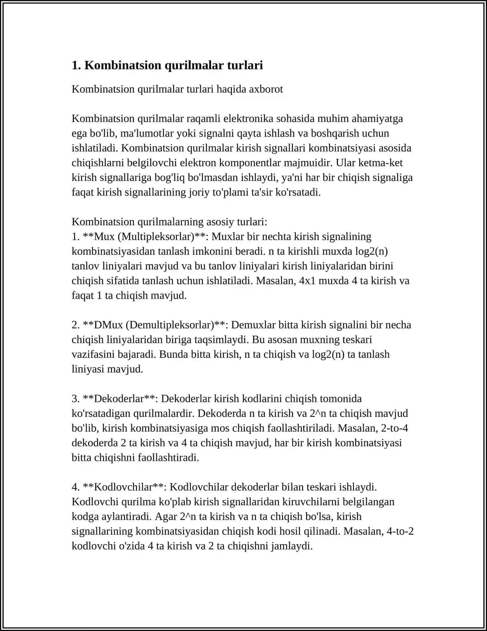 KOMBINATSION QURULMALARNING VAZIFALARI VA PARAMETRLARI 3