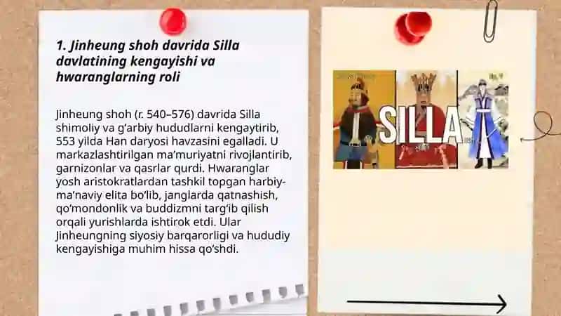 Jinheung shoh davrida Silla davlatining kengayishi va hwaranglarning roli 3