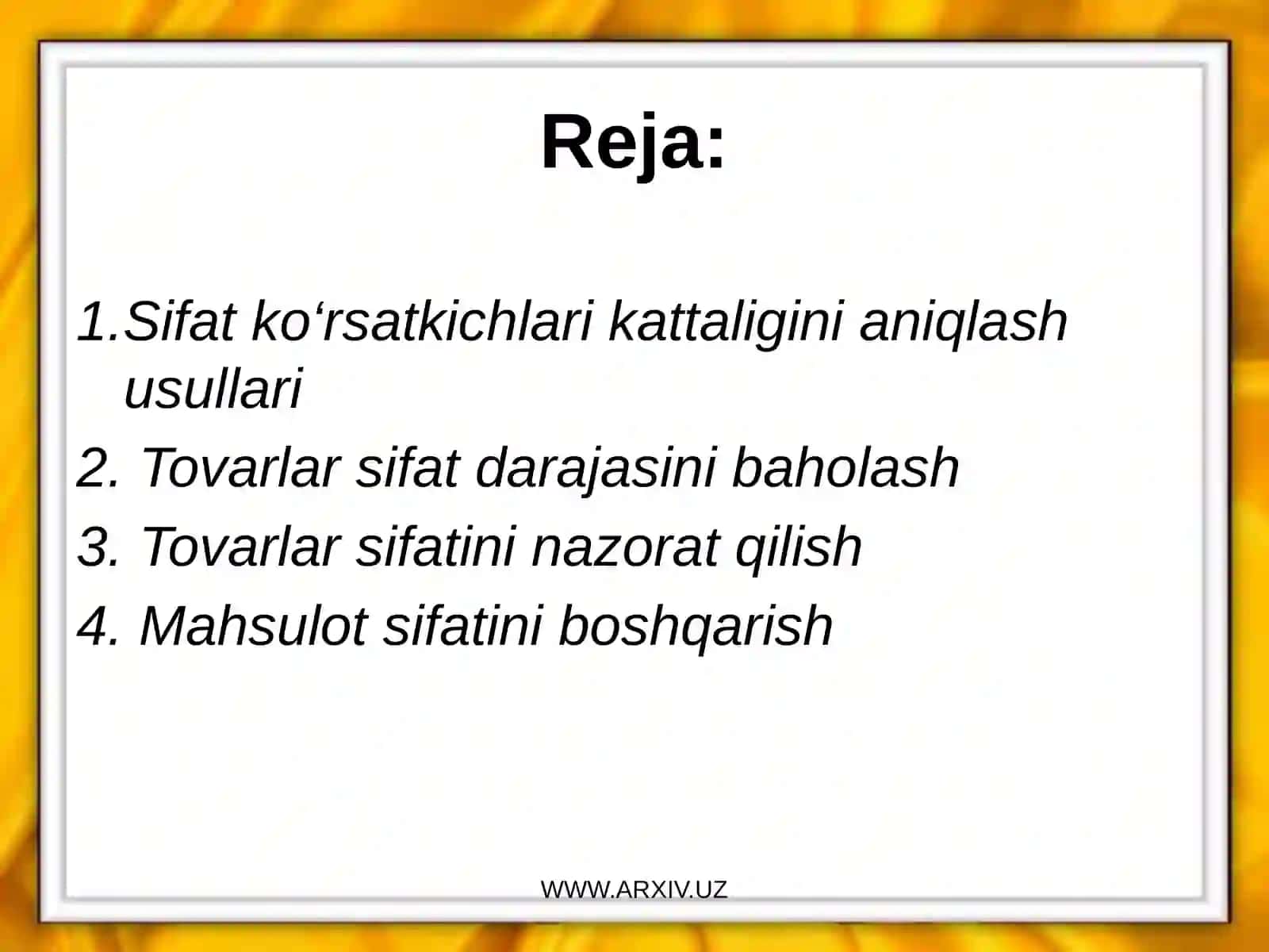 Mahsulot sifati vauni boshqarish 3
