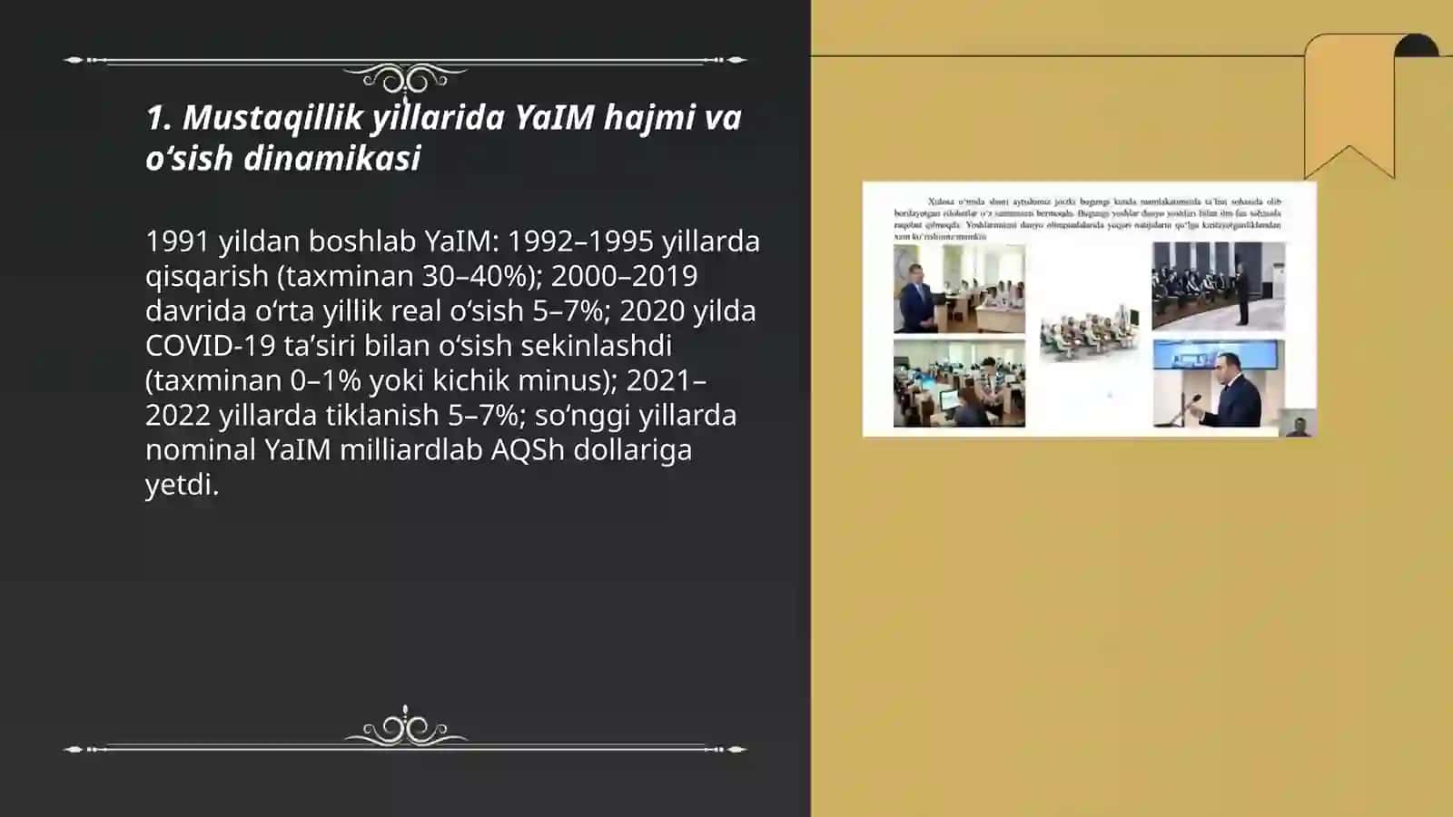 Mustaqilik yillarida ozb respublikasi rivojlanishining makro iqtisodiy korsatkichlari 3