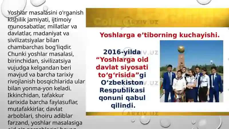 O'zbekiston Respublikasida Yoshlarga oid davlat siyosati va uning mohiyati 3