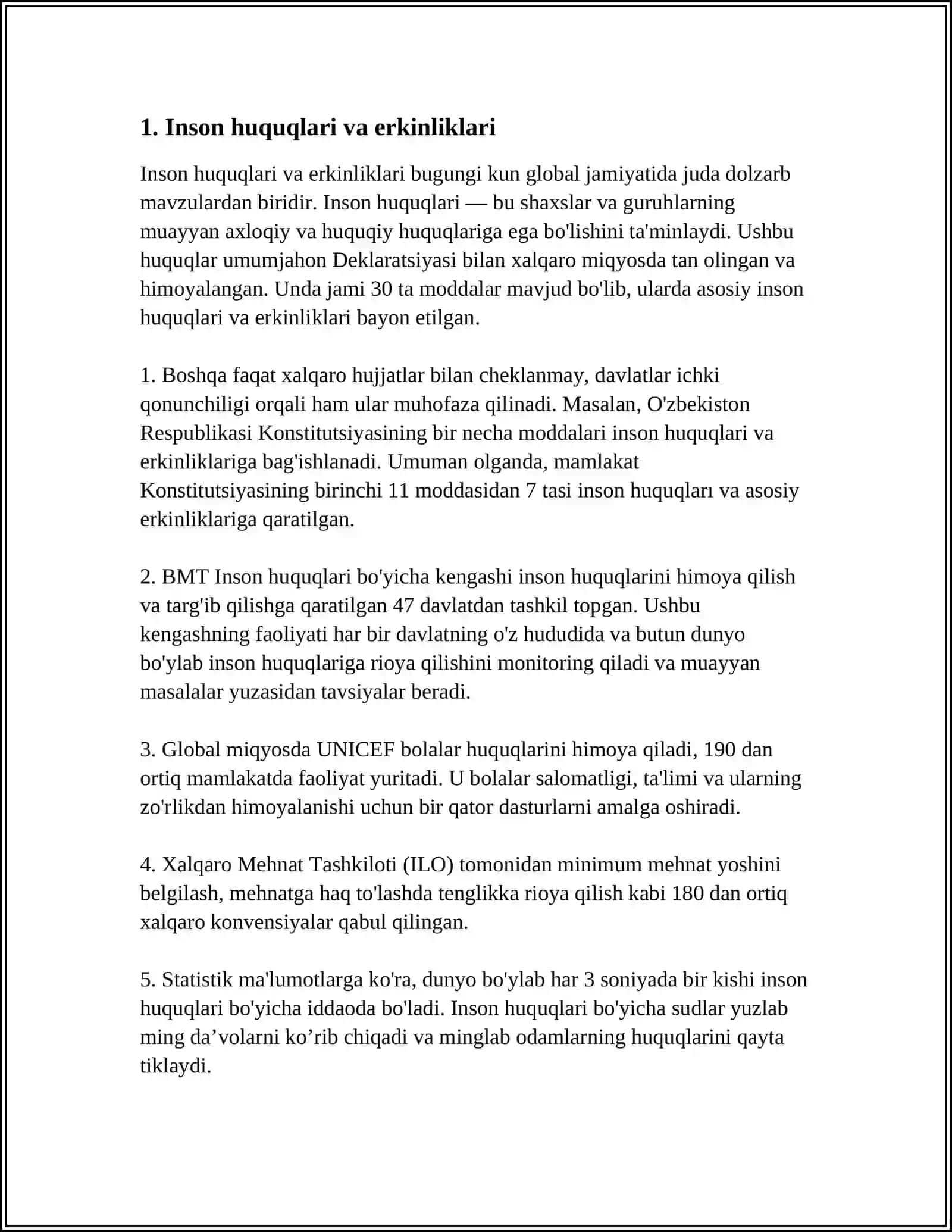 INSON VA FUQARONING ERKINLIKLARI VA BURCHLARI 3