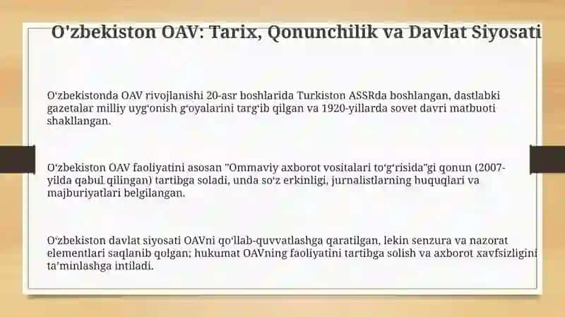 O'zbekiston OAV: O'zgarishlar va Tendensiyalar 3