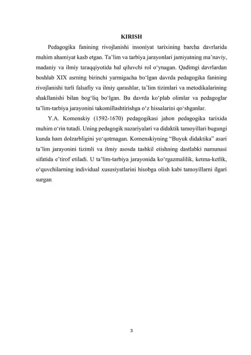 Adolf Distervergning rivojlantiruvchi ta'lim nazariyasi. Ya.A. Komenskiyning pedagogik nazariyasi 3