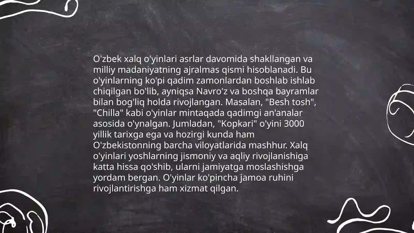 O'zbek xalq o'yinlarining kelib chiqish tarixi va ularning o'tkazish metodları 3
