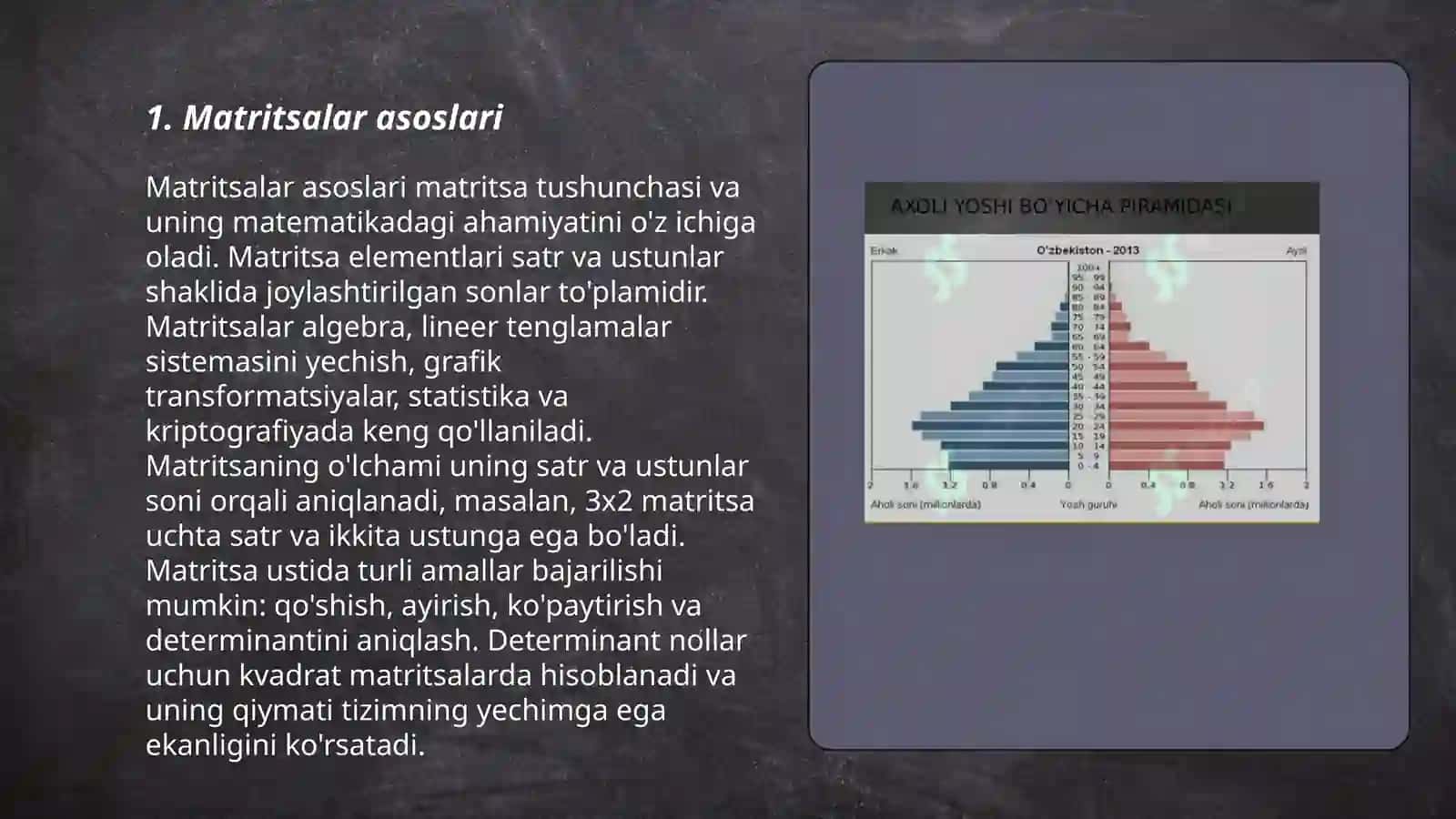 Matritsalar yordamida aholi migratsiyasini baholash 3