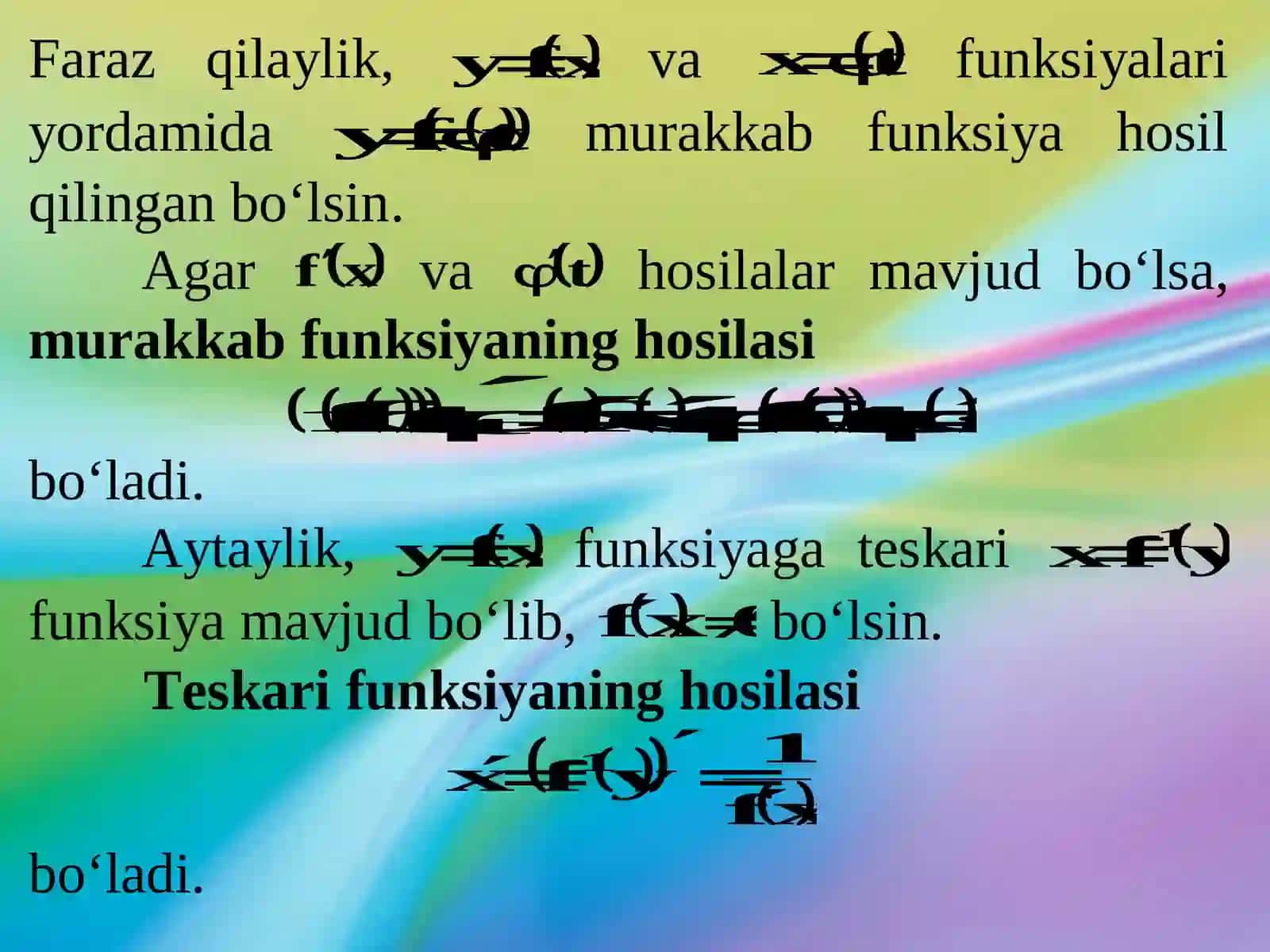 Murakkab funksiyaning hosilasi 3
