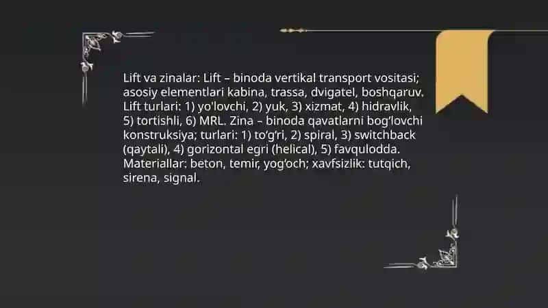 Lift va Zinalar 3