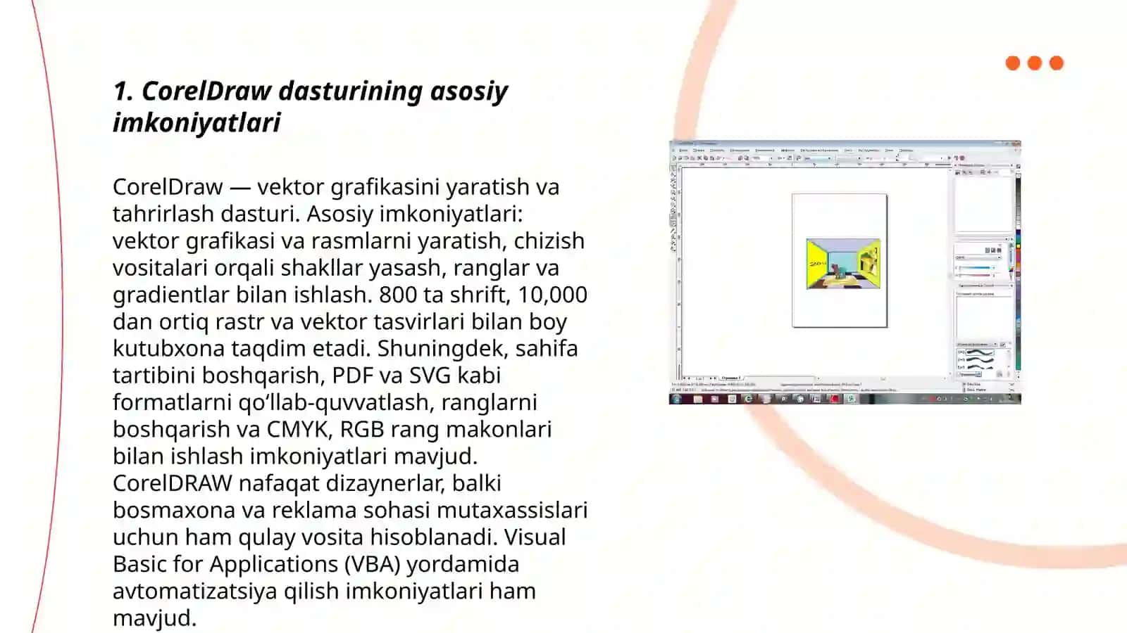 CorelDraw Graphics Suite amaliy dasturlar paketi tarkibi 3